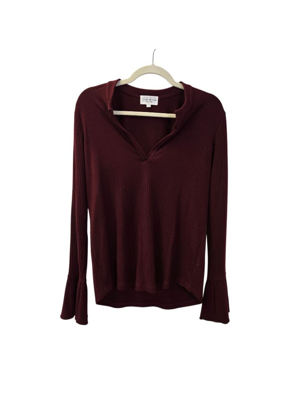 Feel the Piece Terre Jacobs Ribbed Ruffle Sleeve Top Size M/L